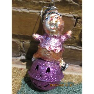 HALLOWEEN ORNAMENT PUMPKIN BELL FOILED PURPLE ORANGE SPOOKY SCAREY BELL JINGLE